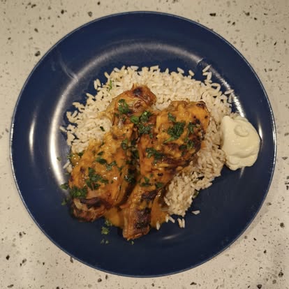 Paprika chicken served with rice